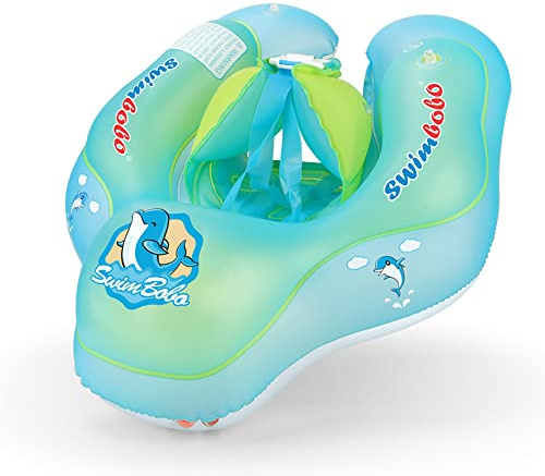 Baby Inflatable Swimming Ring Circle Seat Pool Float Summer Kids Water Raft Floating Funny Toy Inflatable Baby Swimming Float with Seat, L (6-30M), Green