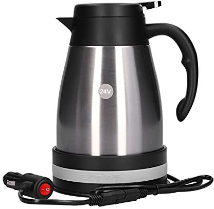 Gavigain Electric Kettle, 24V 1200ml Portable Water Boiler for Car Truck Travel Tea Coffee Maker with Auto Shut off for Tea Coffee (White)