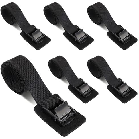 Forhandy 6 correas tensoras cortas, correas tensoras negras con acolchado, capacidad de carga extragrande, correas de sujeción ajustables con cierre de pinza para cofre de techo, motocicleta, kayak