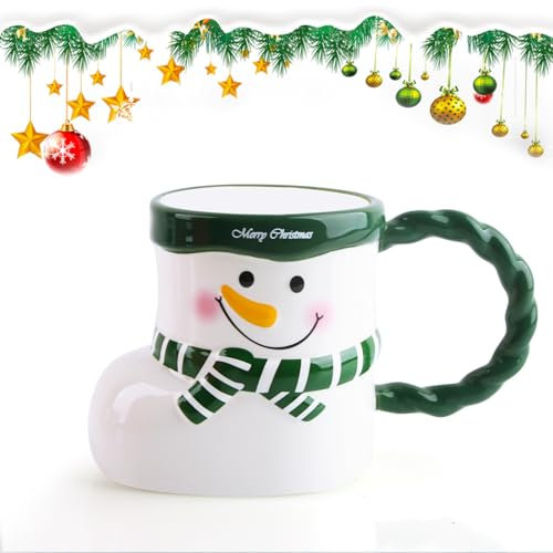dellyy Tazza da Caffè di Natale, Tazza Natalizia In Ceramica, Tazza di Babbo Natale, Tazza di Pupazzo Natale, Tazzine Caffe Natalizie, Simpatiche Tazza da Latte, Tazza Natale in Porcellana (verde)