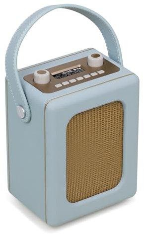 LELEMEGA Class Classic Radiosveglia DAB+ – Radio da Cucina DAB+ con Bluetooth, 60 Stazioni, Lunga Autonomia, Presa Cuffie, Alimentazione a Batterie o rete, Linea Verticale Compatta,Azzurro