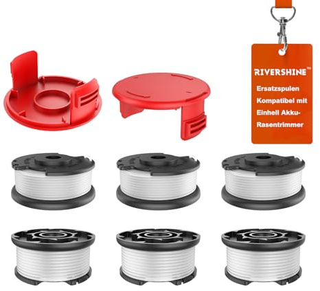 Rivershine Fadenspule kompatibel mit Einhell GE-CT 18/28 Li Rasentrimmer | Kompatibel mit Einhell GE-CT18/28 Li, GE-CT18/28 Li TC, GE-CT18/260 Li,RasentrimmerFadenspule (6 Spulen+ 2 Trimmerabdeckung)