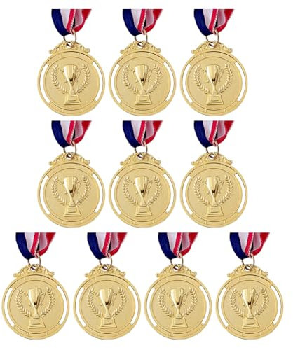 LYEAA Medaillen-Set mit Halsband, für Sportwettbewerbe und Talentshows, Marathon-Medaille, Gold, Silber, Bronze, 10 Stück