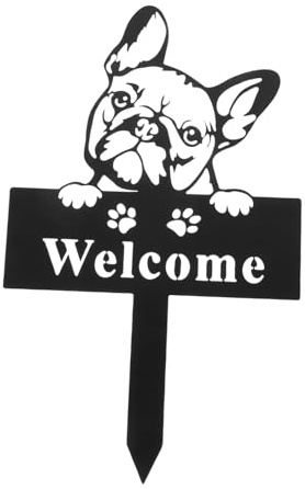 TINEASUR Garden Dog Stake Ornament Metal Outdoor Decorative Yard Sign for Garden Accessory Elegant Iron Dog Yard Decor