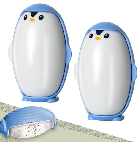 Pinguin Fusselrolle Wiederverwendbar, 2 Stück Waschbarer Pinguin Geschenk Reusable Lint Roller, Fusselrolle Tierhaare, Fusselrolle Kleidung, Hair Remover Roller, Fusselroller Lint Remover (Blau)