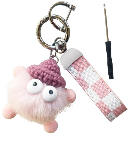 ZVRSUA Porte-Clé Voiture en Simili-Cuir – Porte-Clef Femme avec Poupée, Boucle Équestre et Outil, Motif Damier, Idéal Cadeau