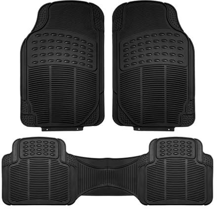 Enerfero Alfombrillas de Goma Universales Coche, Alfombrilla de Coche Caucho, Alfombrilla automóvil Ajustables, Delanteras 44.5x72 cm, traseras 43.5x43.5 cm, Color Negro (Sport)