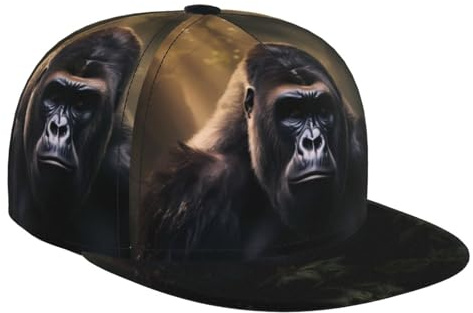 WZYWHJ Casquette de baseball tendance à bord plat gorilles réglable, respirante et légère pour homme et femme, noir, taille unique, Noir/blanc, taille unique