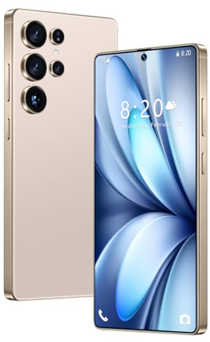 Smartphone S26 Ultra Pas Cher, Version Internationale débloquée, écran HD 7,3 Pouces, Android 14.0, 16 Go de RAM, 1 to de ROM, Double SIM, réseau 5G, pour Jeux TV,Desert Gold-1TB