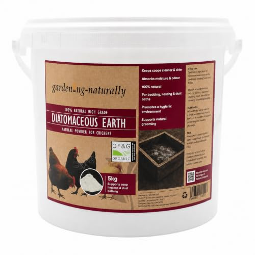 Gardening Naturally Diatomaceous Earth High Grade for Poultry – Natural Chicken Coop Powder to Absorb Moisture and Reduce Odour – For Bedding, Nesting Boxes and Dust Baths – 500g, 1kg, 2kg, 5kg