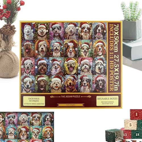 wiroouia Advent Puzzle Calendar, 24 Days Holiday Decor 2025 | Pet Advent Jigsaw Puzzle Calendar,for Celebration Brain Training Party Family Gathering Men Women Kids
