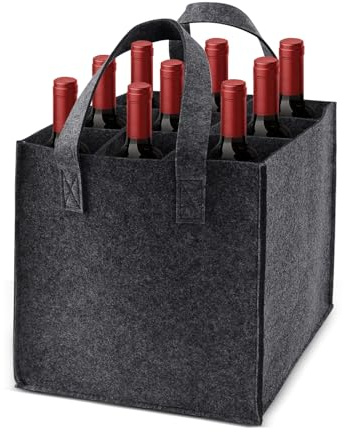 Lunyloer Filz Flaschentasche 9 Fächer je 1,5 Liter, Filz Flaschenträger