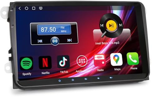 9 tums skärm Snapdragon 8-kärna 4 GB 64 GB Android 14 DAB+ bilradio Bluetooth för VW Golf 5/6 Polo 6R Passat B6 Caddy Touran Tiguan Seat Skoda GPS navigation CarPlay Android Auto DSP WiFi 4G USB FM