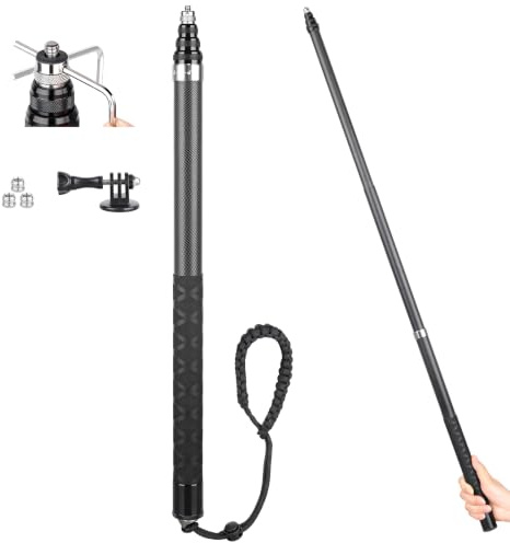 ARTCISE Palo selfie de fibra de carbono mejorado de 3 m, monopié ligero extensible de 268 g con soporte de cámara antiatascos, almohadilla de protección de silicona, tornillo universal de 1/4 pulgadas