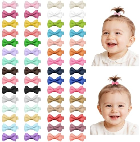HOTUT Babyflickors hårspännen, 60 st små slingade hårrosetter, 4,5 cm babyhårrosetter för spädbarn, barn, småbarn, tonåringar, presenter i par