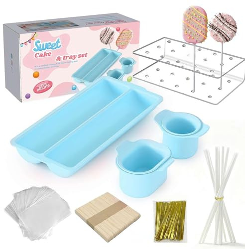 Round Cake Mold Set with 9 Inch Tray and Sticks, 3D Printed Cake Maker, Round Cake Cutter and Pusher, Baking Molds Kit for Home Baking, Birthday Parties, Wedding Desserts