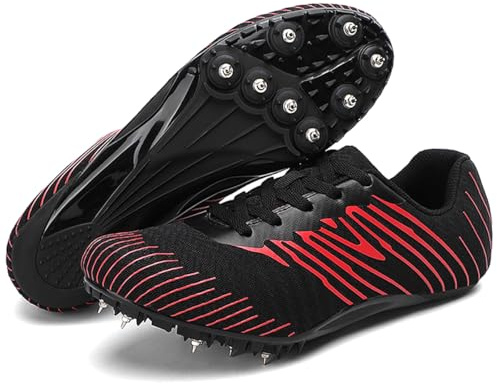PIzrgm Hombre Zapatos De Atletismo con 8 Clavos Zapatillas De Deportivas Running Estudiante Competencia para Pista Y Campo Deportivas,Negro,36 EU