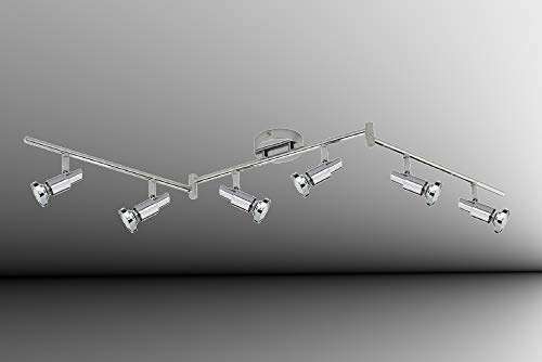 Trango 6-flammig 2991-068-5W LED Deckenleuchte *OSCAR* in Chrom-Optik inkl. 6x 5 Watt GU10 LED Leuchtmittel I Deckenlampe I Deckenstrahler I Deckenspots I Wohnzimmer Lampe schwenkbar und drehbar