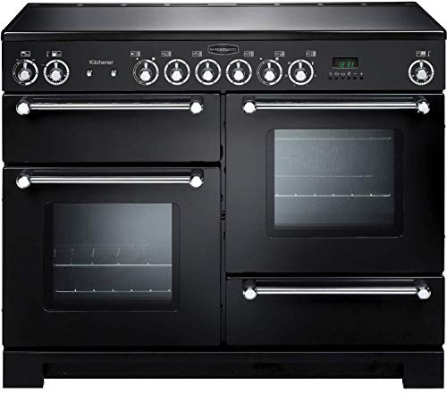 Rangemaster Kitchener KCH110ECBL/C 110cm wide Electric Range Cooker with Ceramic Hob - Black/Chrome - A/A Rated