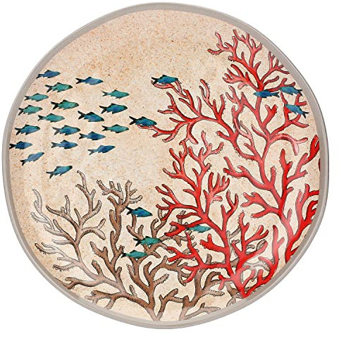 Sea Life by Rose & Tulipani Rose and Tulipani-Set 2 Dinner Plates 100% Melamine, Beige, 27 centimeters