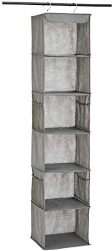 Amazon Basics Hängeaufbewahrung mit Draht für den Schrank, mit Taschen, 6 Fächer