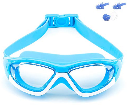 Lunettes de natation polarisées à grande monture pour enfants, filles et garçons (6 à 15 ans), masque de plongée polarisé de qualité supérieure, anti-buée, sans fuite, protection UV, étui gratuit,