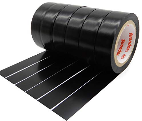 ALBOYI Cinta Eléctrica 6 Rollos, Cinta Aislante de PVC 17mm x 9m, Para Proteger y Reparar Cables, Negro