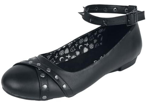 Gothicana by EMP Donna Ballerine Nere con Cinturini EU38