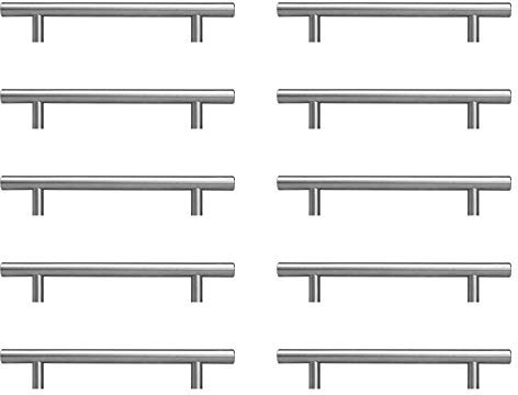 AwmnSrman Poignee de Meuble Cuisine Poignées de cuisine Poignées d'armoire 10 pièces Installation de trous en acier inoxydable de 128 MM Installation de trous d'argent