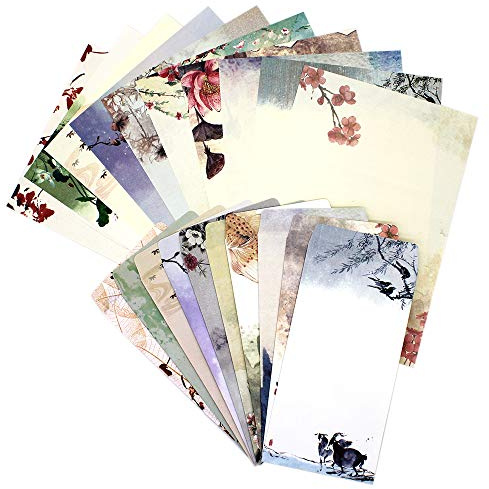 Stationery Paper and Envelopes Set,60PCS Stationary Set(40 stationery Papers + 20 Envelopes) 10 Different Color Ink Painting Classic Vintage Antique Design With Tape. (60 PC)