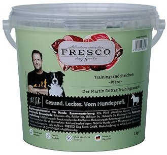 FRESCO Dog Martin Rütter Trainingsknöchelchen Pferd 1kg-Eimer | getreidefreies Hundefutter | Trainingssnack | gesund und natürlich | ohne künstliche Zusätze | Made in Germany