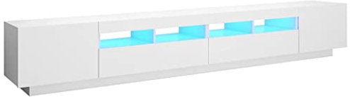 vidaXL Mobile Porta TV con Luci LED Bianco 260x35x40 cm