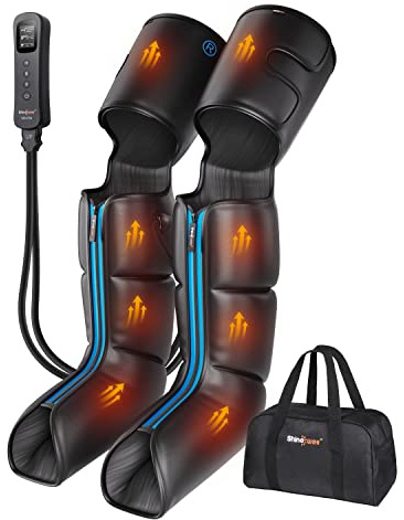 SHINE WELL Leg Massager with Heat and Compression - Air Compression Foot & Leg Massage Machine for Circulation and Pain Relief, Sequential Compression Device for Workout Relaxation, Gift for Mom Dad