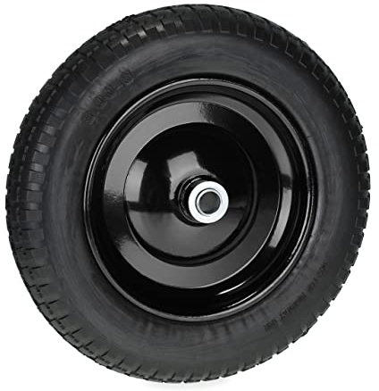 Relaxdays Schubkarrenrad Rueda Carretilla 3.00-8, Goma Maciza, Llanta Acero, Neumático Repuesto Carro, Antipinchazos, máx. 80 kg, Negro, 90 mm