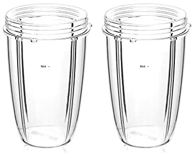 QWORK® 24OZ Juicer Cups Compatible with Nutribullet 600W 900W Blenders, Juicer Replacement Parts (2 Pack)