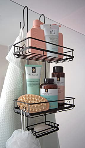 simplywire - Organizador de ducha prémium - Organizador de ducha colgante con varios niveles - Antioxidante - Negro