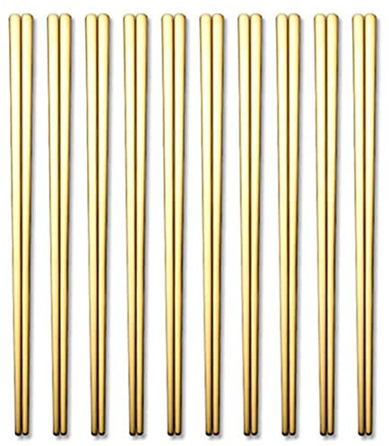 Bacchette giapponesi in metallo in acciaio inossidabile Set regalo, 10 paia di bacchette per sushi riutilizzabili, bacchette cinesi coreane di lusso, bacchette antiscivolo, lavabili in lavastoviglie