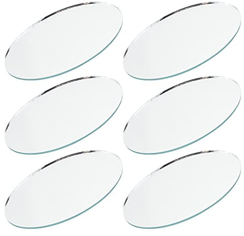 OLYCRAFT 6 Mini Specchio Ovale 3 mm Vetro da Tavolo 12,7 x 7,6 cm Ovale Specchio Vetro per Display Figurine, Souvenir, Progetti Artigianali Fai Da Te