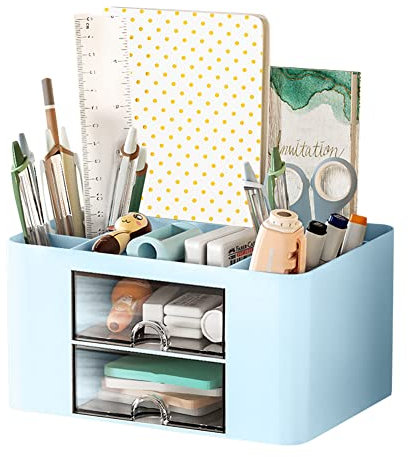 LOMUG Schreibtisch Organizer, Multifunktionaler Stiftehalter Schreibtisch Kinder mit Schublade, Stifthalter Organizer Stifteköcher für Zuhause Büro Schule Kindertag Einschulung Geschenk Mädchen Jungen