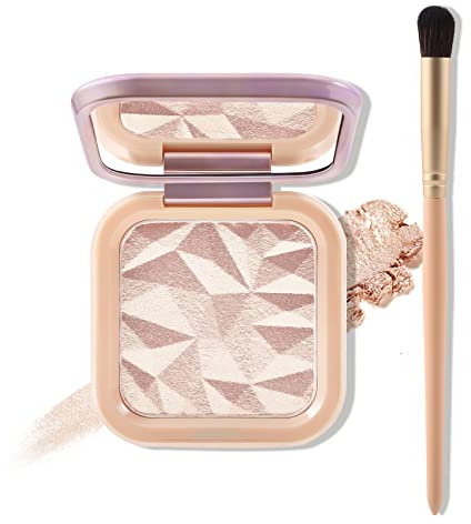 Boobeen Highlighter Palette Powder Highlighter Makeup Highlighters für Gesicht, Shimmer Glitter Highlight Bronzer Palette Facial Illuminator Contour Palette mit Pinsel, Natural Long Lasting Glow