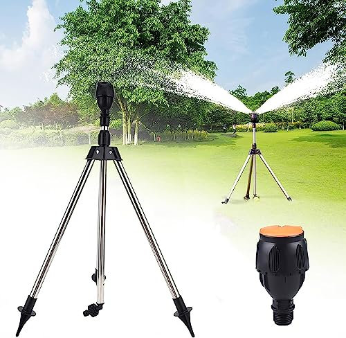 Regner Stativ,Rasensprenger Große Flächen,Gartensprenger,Rotary Bewässerung Stativ Teleskop Unterstützung Regner,360 Grad Automatisch Rotierende Bewässerungssprinkler,Für Hof,Rasen,Garten