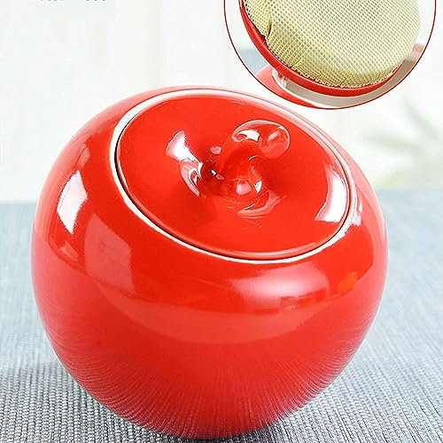 Sucrier en céramique, sucrier, sucrier de couleur unie avec couvercle, 480 ml (17 oz) en forme de pomme, pot à épices, for café, bar, restaurant, maison, rouge, 480 ml (couleur : rouge, taille : 480 m