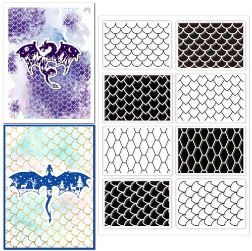 CHGCRAFT Drachenschuppen Transparente Stempel Silikonstempel Fischschuppen-Hintergrund Transparente Stempel Für Kartenherstellung DIY Scrapbooking Fotoalbum Dekoration 4.3x6.3 Zoll