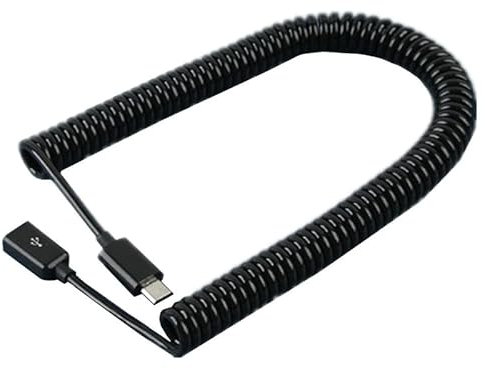 Micro USB B 5 Pin Male to Female Coiled Charging Extension Cable 3m (Black)