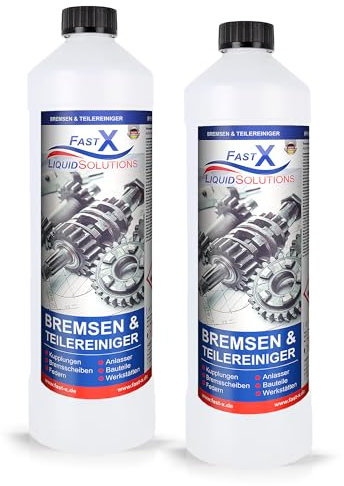 FASTX LIQUIDSOLUTIONS Fast X Bremsenreiniger 2x1 Liter – Werkstattreiniger Frei von Aceton, Schnelle & Effektive Reinigung, Schonend & Rückstandsfrei mit Sehr Kurzer Verdunstungszeit (2x1 Liter)