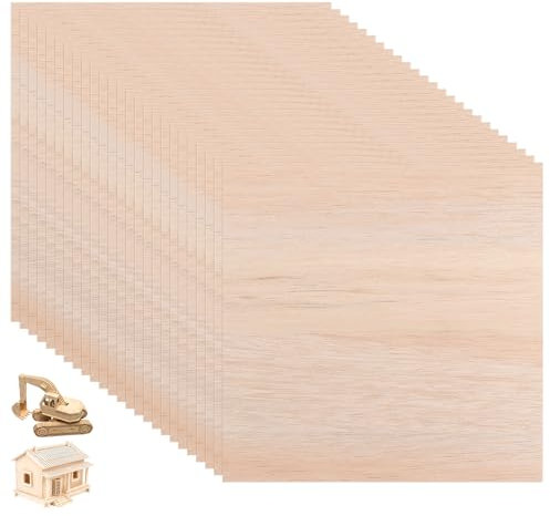 SHUESS 25 Stück Balsa Holzplatten, 1.5mm x 200mm x 200mm, Modellbau, DIY Flugzeug Schiff Holzarbeiten Boot Häuser