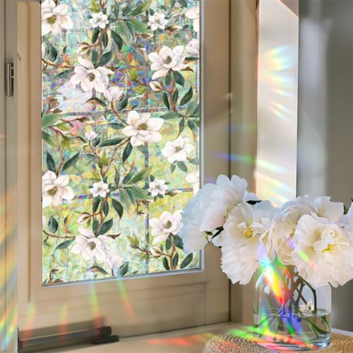 Glorlliant Fensterfolie, Nicht Klebende Statisch Haftende Fensterfolie, Buntglas Fensteraufkleber, Sonnenschutz, Fensterfolie, 43 x 200 cm