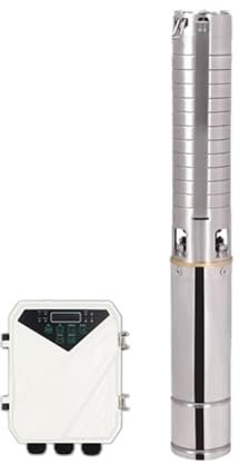 HEXEH Pompe à Eau Solaire de puits Profond de 4 CC, contrôleur MPPT, Trou de Forage 110V, 1100W (tête maximale 101m, débit 5 T/H)