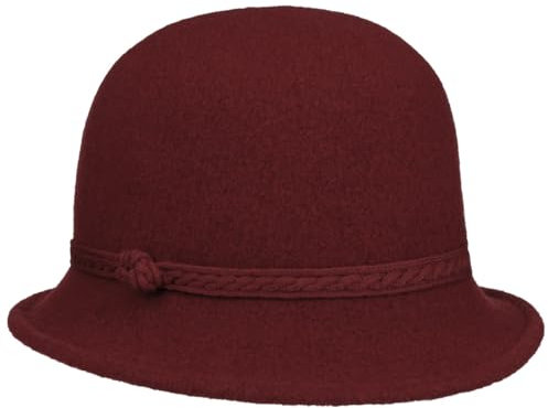 Mayser Susanne Walkhut mit Ohrenklappen Wollhut Damenhut Winterhut Damen - Made in The EU Lederband Winter Herbst-Winter - One Size Bordeaux