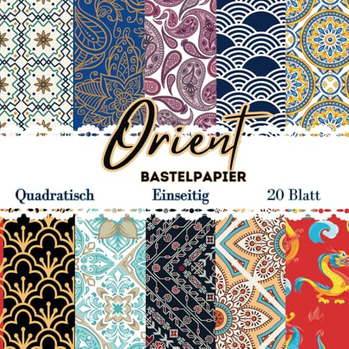 Bastelpapier Orient: Scrapbooking Papier Mandala Muster I 8.5 x 8.5 (21.59cm x 21.59cm), 20 Blatt, Einseitig I Junk Journal Dekor I Washi ... I DIY Karten | Dekoratives Bastelpapier